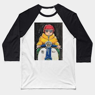 Retro Scooter, Classic Scooter, Scooterist, Scootering, Scooter Rider, Mod Art Baseball T-Shirt